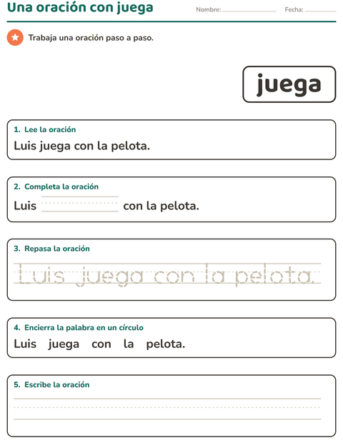 Vista previa de la hoja de Palabras de uso frecuente para jardín infantil