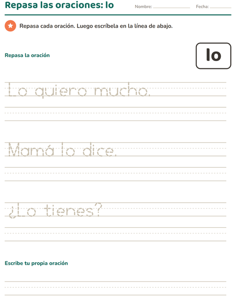 Vista previa de la hoja de Palabras de uso frecuente para jardín infantil