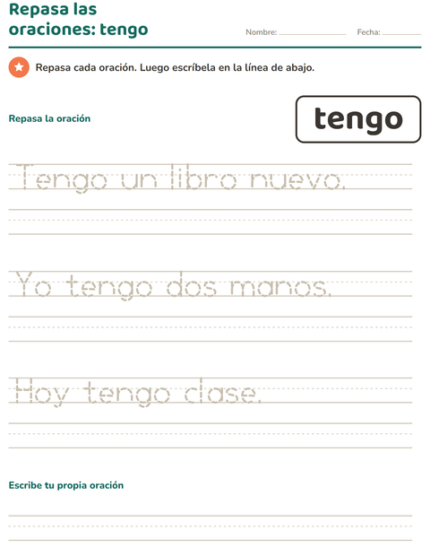 Vista previa de la hoja de Palabras de uso frecuente para jardín infantil