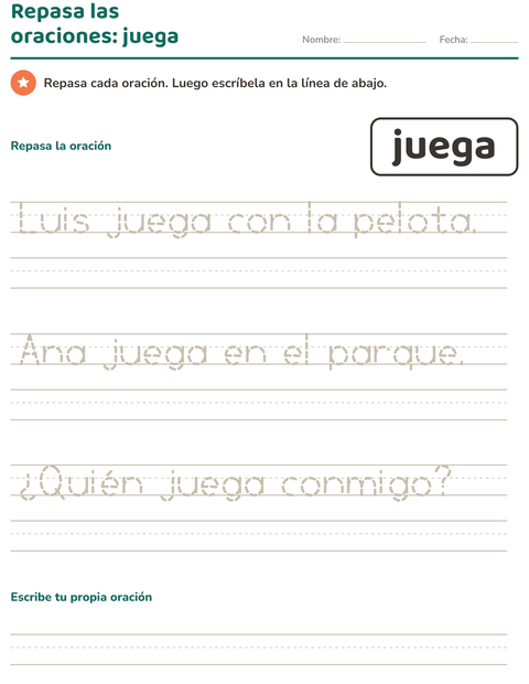 Vista previa de la hoja de Palabras de uso frecuente para jardín infantil