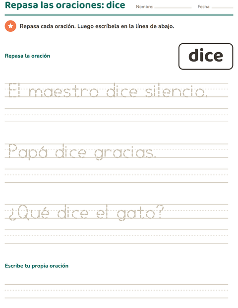 Vista previa de la hoja de Palabras de uso frecuente para jardín infantil
