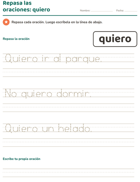 Vista previa de la hoja de Palabras de uso frecuente para jardín infantil
