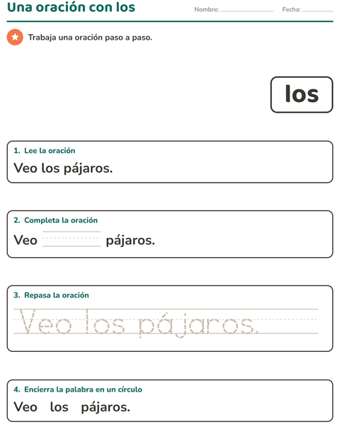 Vista previa de la hoja de Palabras de uso frecuente para jardín infantil