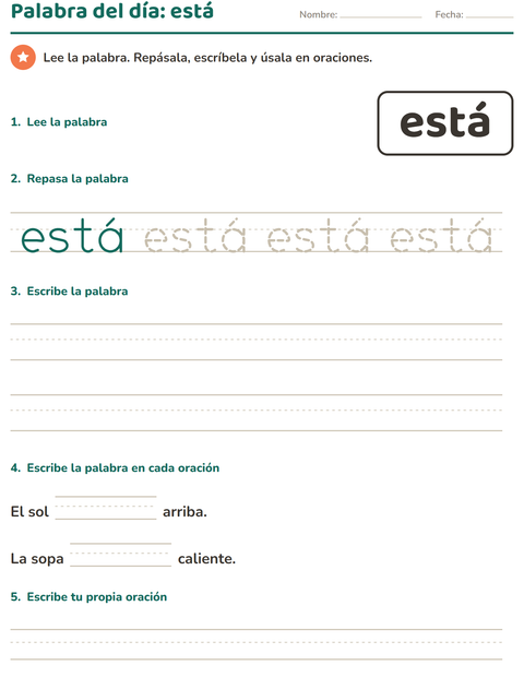 Vista previa de la hoja de Palabras de uso frecuente para jardín infantil