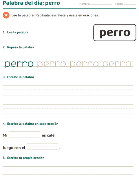 Vista previa de la hoja de Palabras de uso frecuente para jardín infantil