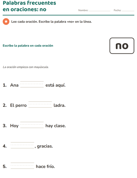 Vista previa de la hoja de Palabras de uso frecuente para jardín infantil