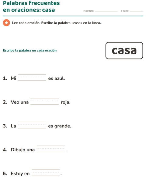 Vista previa de la hoja de Palabras de uso frecuente para jardín infantil