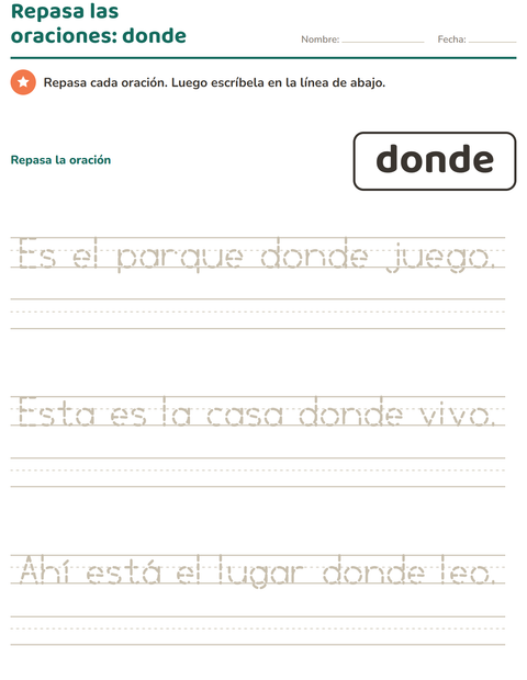 Vista previa de la hoja de Palabras de uso frecuente para kínder