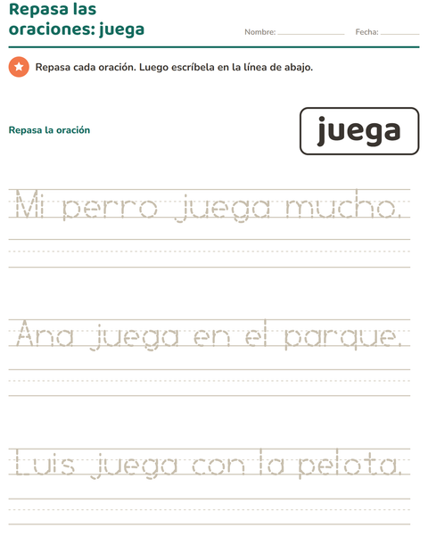 Vista previa de la hoja de Palabras de uso frecuente para jardín infantil