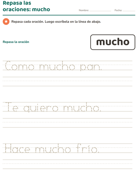 Vista previa de la hoja de Palabras de uso frecuente para jardín infantil