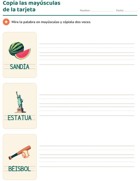 Vista previa de la hoja de Palabras punteadas con 4 de Julio para jardín infantil