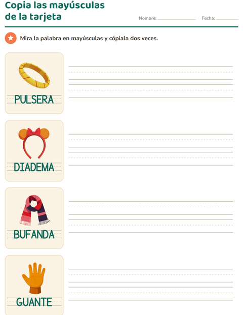 Vista previa de la hoja de Palabras punteadas con Accesorios para jardín infantil