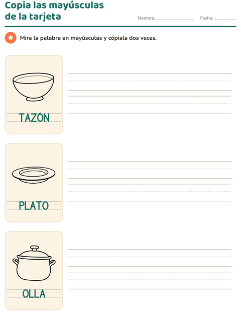 Vista previa de la hoja de Palabras punteadas con Cocina BN para jardín infantil