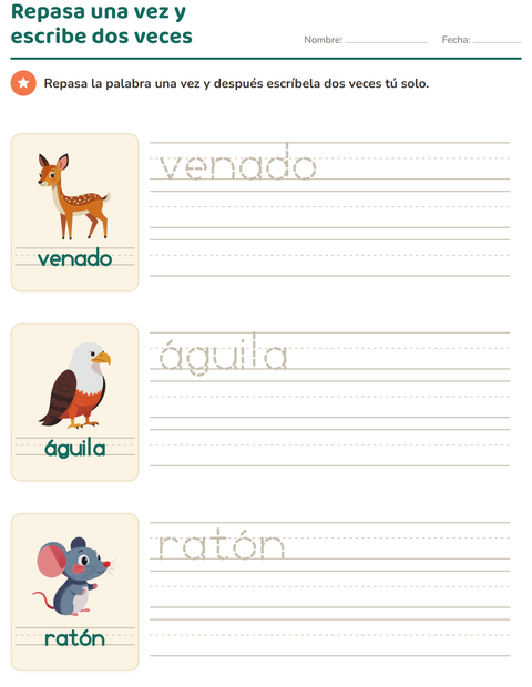Vista previa de la hoja de Palabras punteadas con Criaturas del bosque para jardín infantil