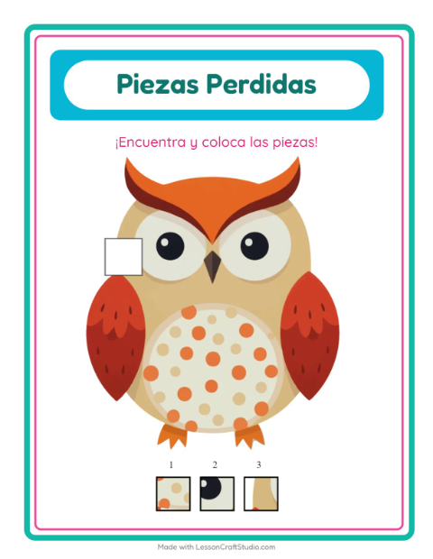 Vista previa de la hoja de Piezas Faltantes con Animales de granja para jardín infantil