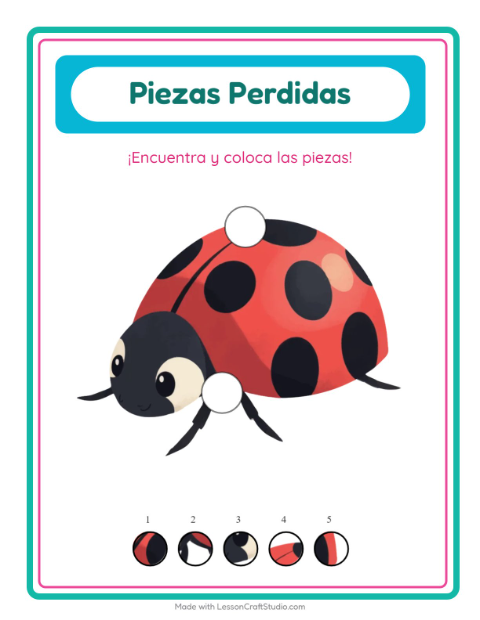 Vista previa de la hoja de Piezas Faltantes con Cosas que vuelan para jardín infantil