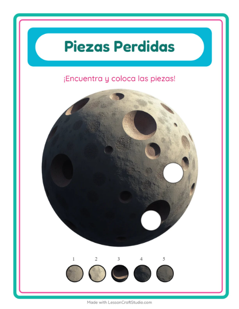 Vista previa de la hoja de Piezas Faltantes con Espacio para jardín infantil