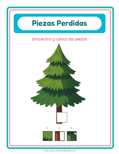 Vista previa de la hoja de Piezas Faltantes con Invierno para jardín infantil