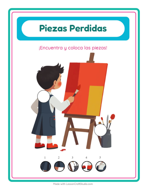 Vista previa de la hoja de Piezas Faltantes con Ocupaciones para jardín infantil