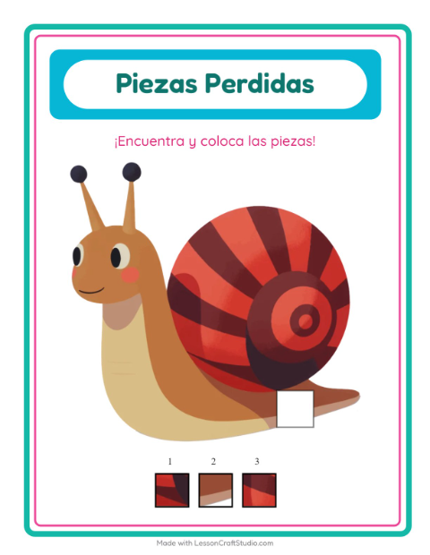 Vista previa de la hoja de Piezas Faltantes con Primavera para jardín infantil