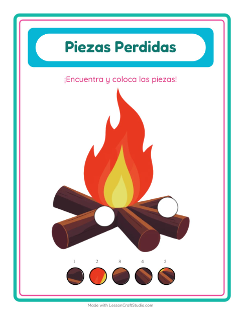 Vista previa de la hoja de Piezas Faltantes con Verano para jardín infantil