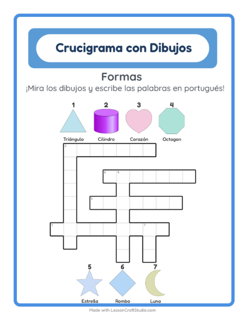 Crucigrama ilustrado en portugués – Formas
