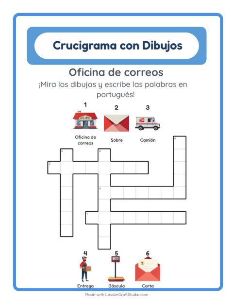 Crucigrama ilustrado en portugués – Oficina De Correos