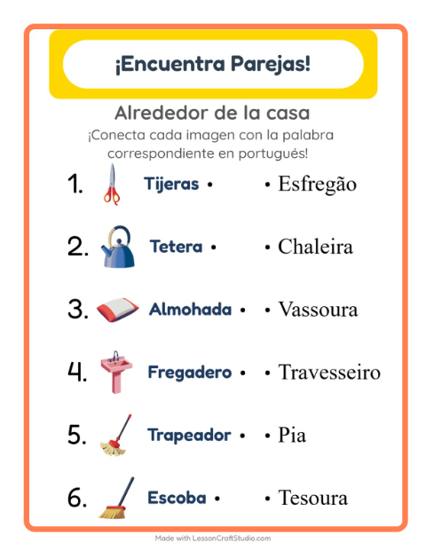 Vista previa de Aprender portugués: Por La Casa – une imágenes y palabras para niños