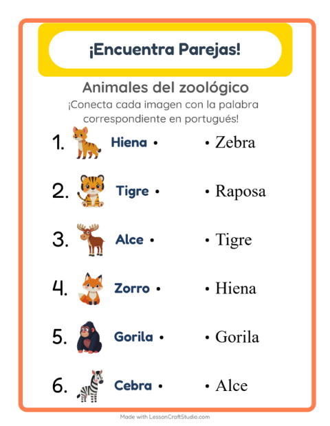 Vista previa de Aprender portugués: Animales Del Zoológico – une imágenes y palabras para niños