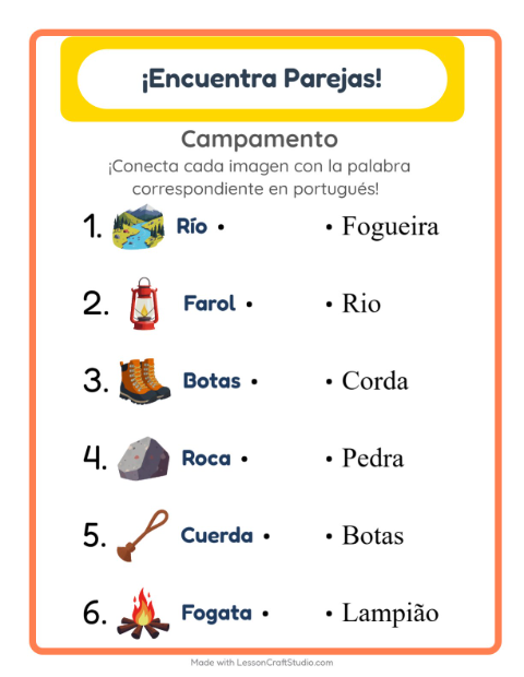 Une imágenes y palabras en portugués – Acampada