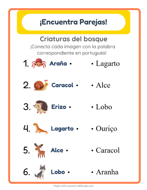 Vista previa de Aprender portugués: Animales Del Bosque – une imágenes y palabras para niños