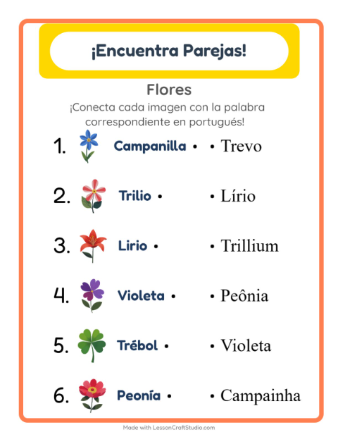 Vista previa de Aprender portugués: Flores – une imágenes y palabras para niños