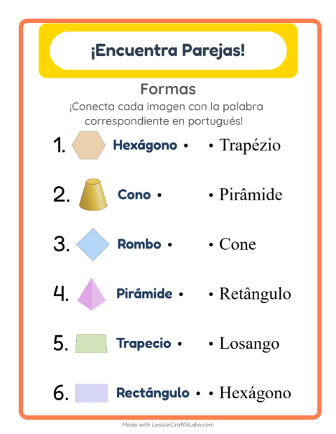 Une imágenes y palabras en portugués – Formas