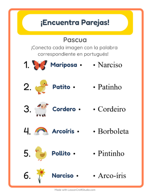 Une imágenes y palabras en portugués – Pascua