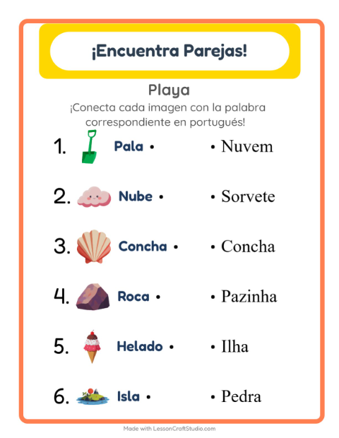 Une imágenes y palabras en portugués – Playa