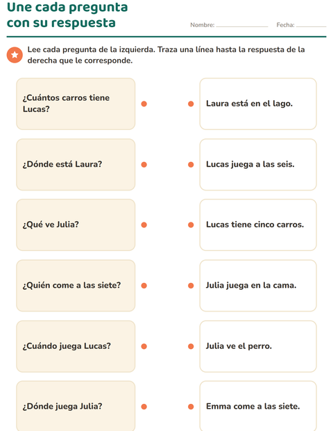 Vista previa de la hoja de Preguntas con quién, qué y dónde para grado 1