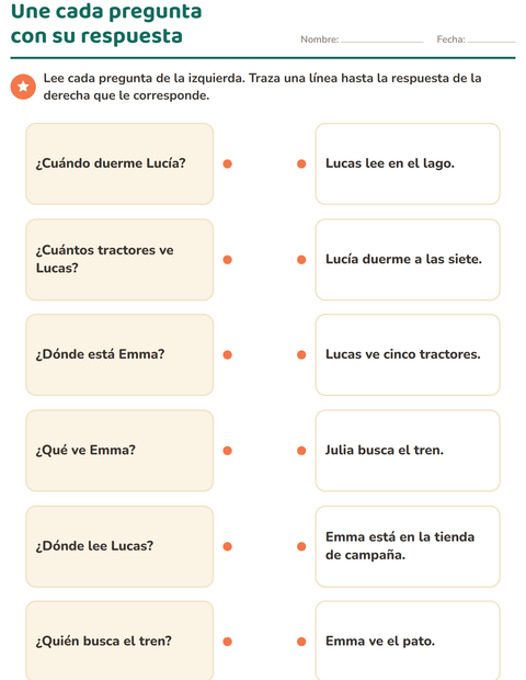 Vista previa de la hoja de Preguntas con quién, qué y dónde para grado 1