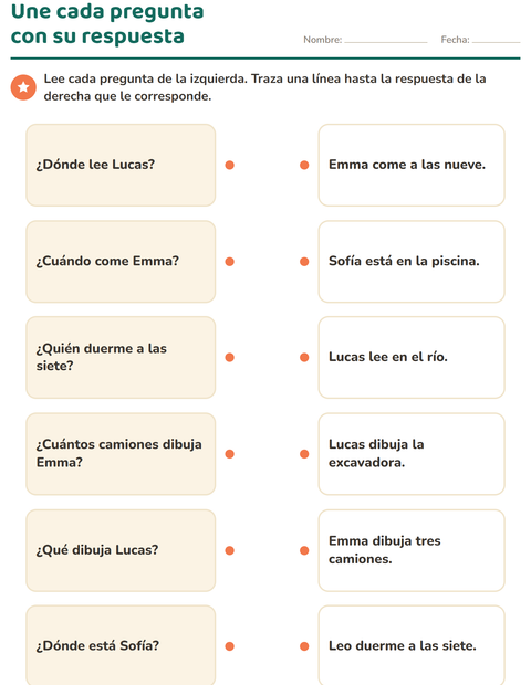 Vista previa de la hoja de Preguntas con quién, qué y dónde para grado 1