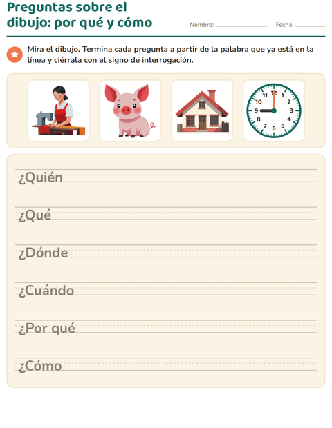 Vista previa de Preguntas sobre los dibujos: termina las seis, también por qué y cómo — segundo grado