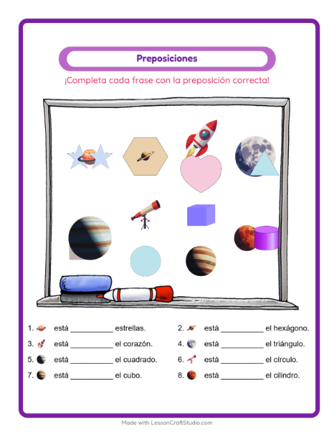 Completa la oración con Espacio