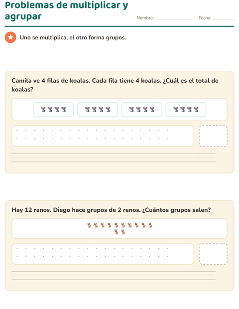 Multiplicar y agrupar: dos operaciones inversas — tercer grado