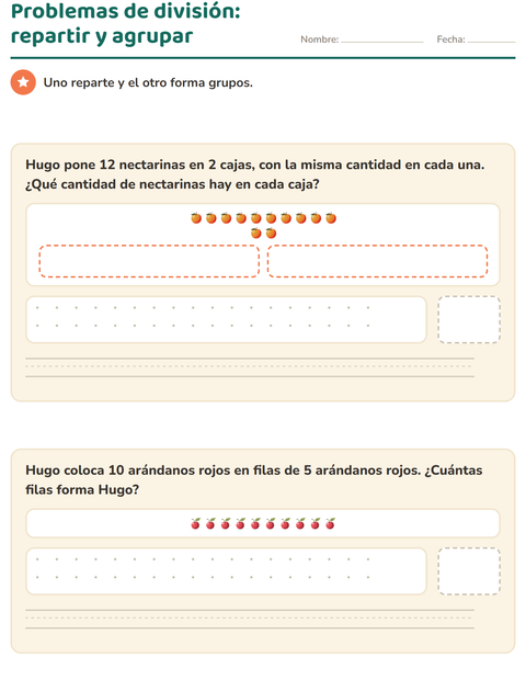 Vista previa de la hoja de Problemas de suma y resta con Frutas para grado 3