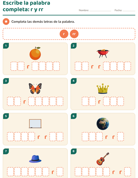 Vista previa de la hoja de Reglas de ortografía para grado 2