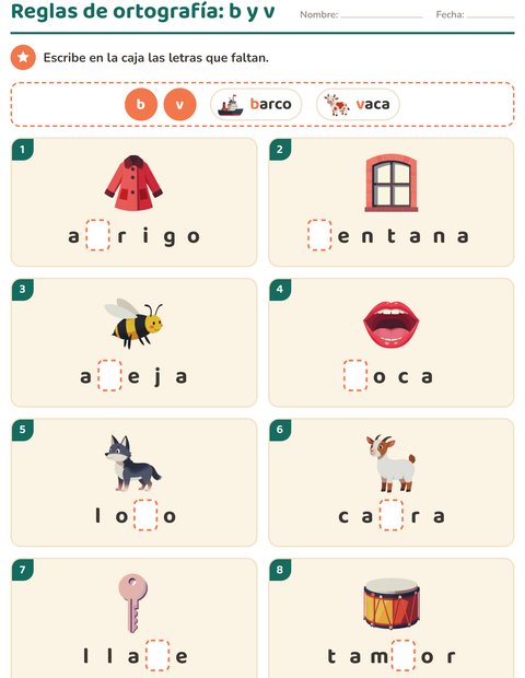Vista previa de la hoja de Reglas de ortografía para grado 2