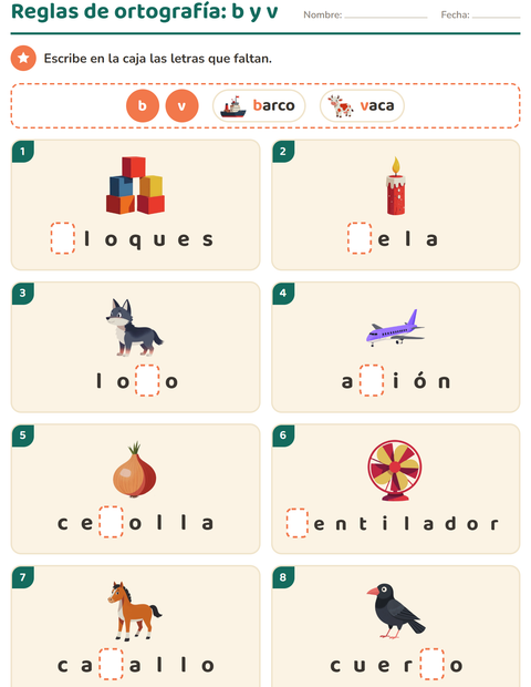 Vista previa de la hoja de Reglas de ortografía para grado 2