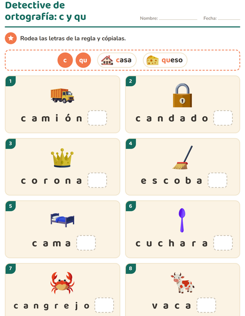 Vista previa de la hoja de Reglas de ortografía para grado 2