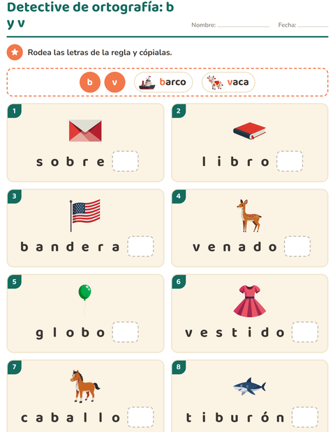 Detective de ortografía: encuentra la letra de la regla en la palabra entera — segundo grado