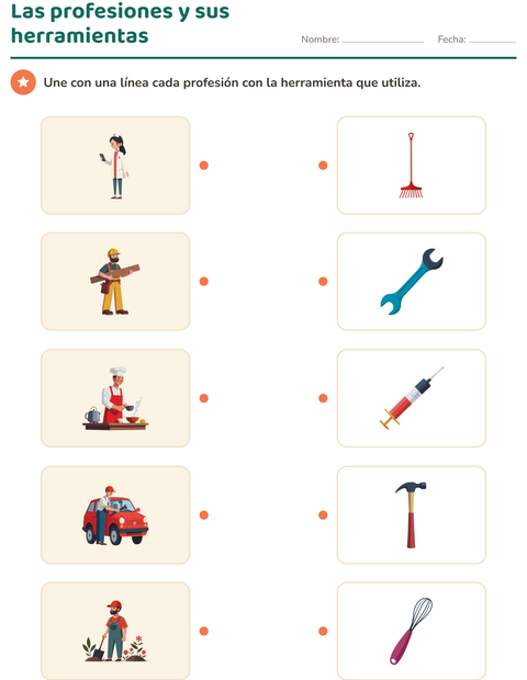 Vista previa de la hoja de Relacionar en ciencias para jardín infantil