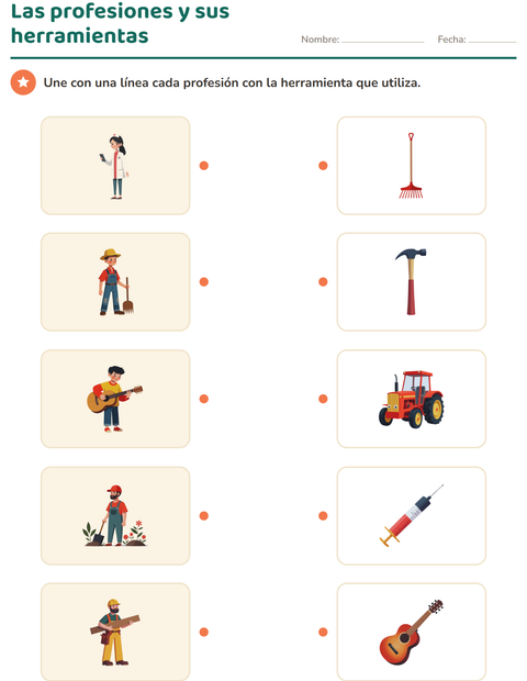 Vista previa de la hoja de Relacionar en ciencias para jardín infantil