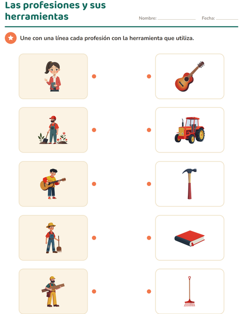 Vista previa de la hoja de Relacionar en ciencias para jardín infantil